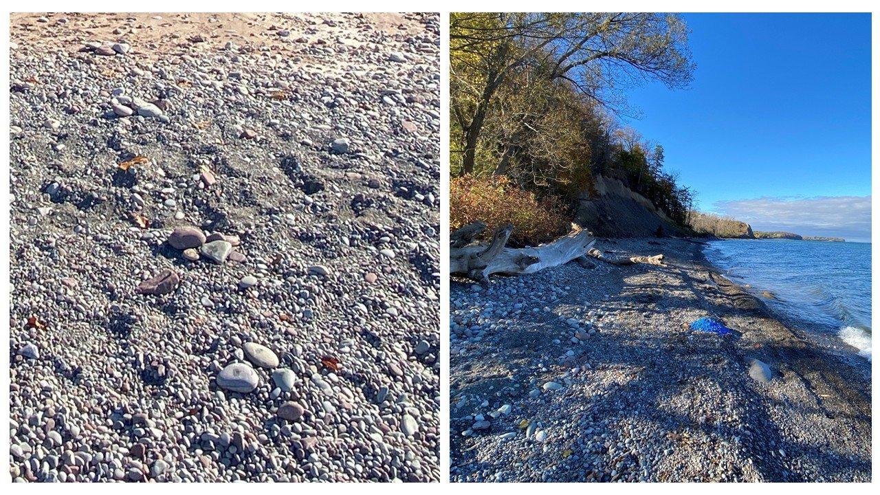 Smart rocks (left) and painted rocks (right)